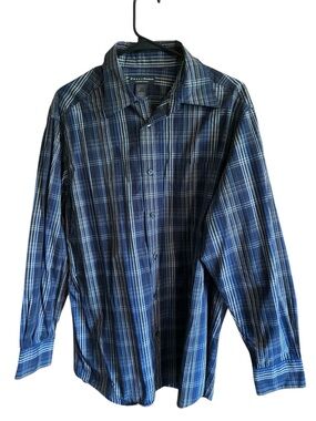 Blue Plaid Long-Sleeve Button-Up Shirt